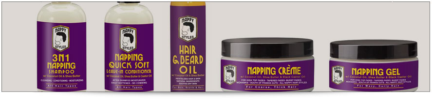 "Nappy Styles" "3N1 Napping" "Napping Gel" "Napping Creme Paste" "Hair & Beard Oil"